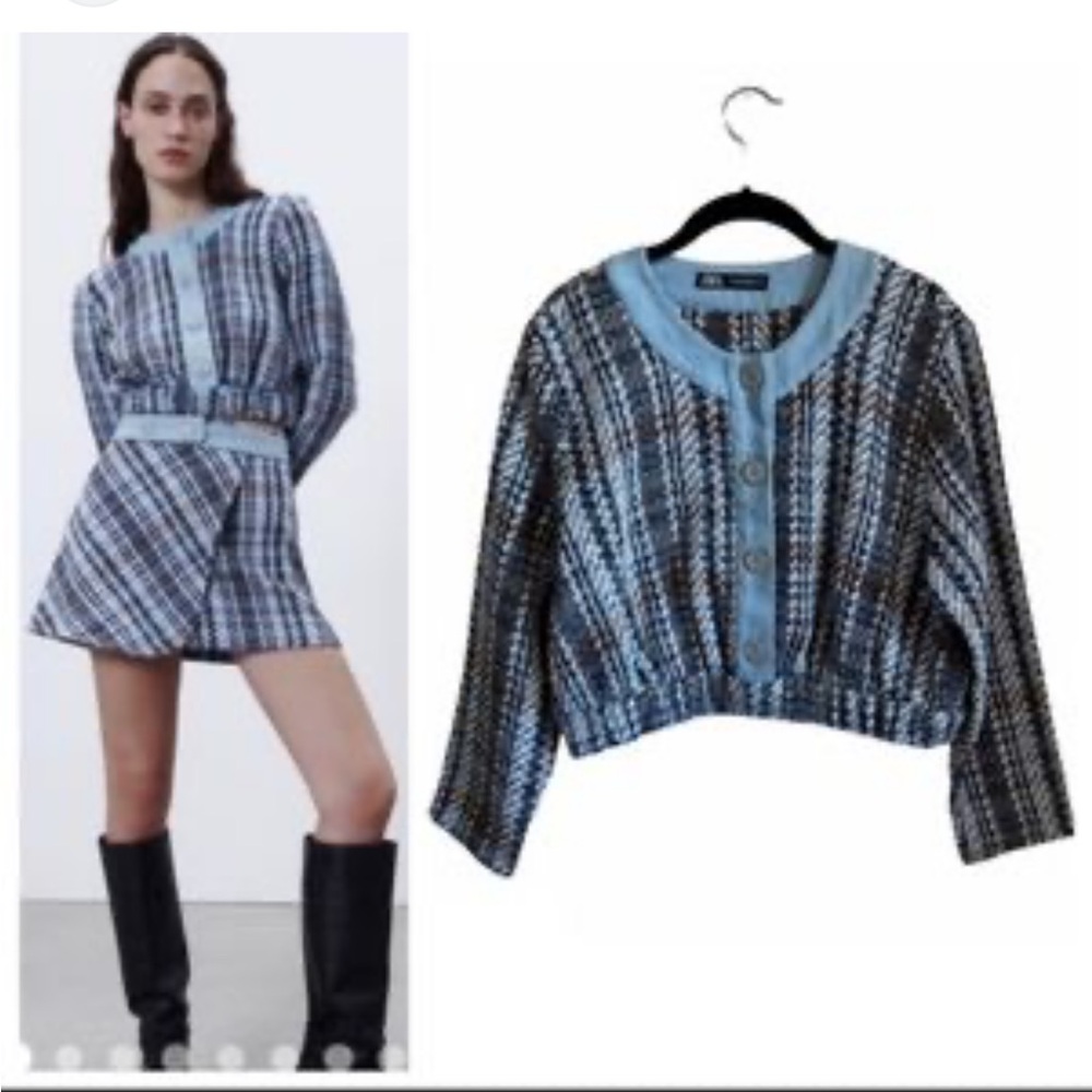 Zara Combination Textured Denim top